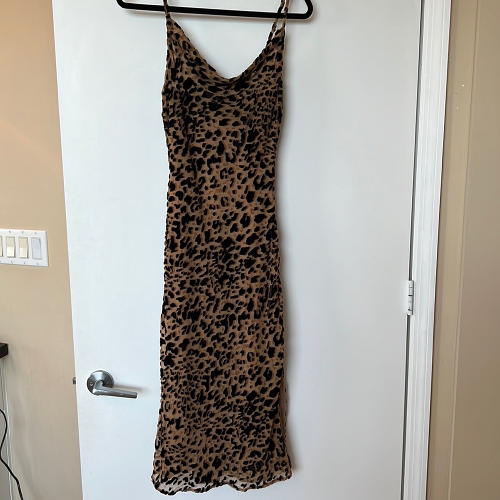 VICI Dolls Leopard Print Cowel Neck Midi-dress